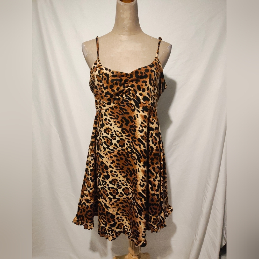 Sourpuss cheetah print babydoll dress M